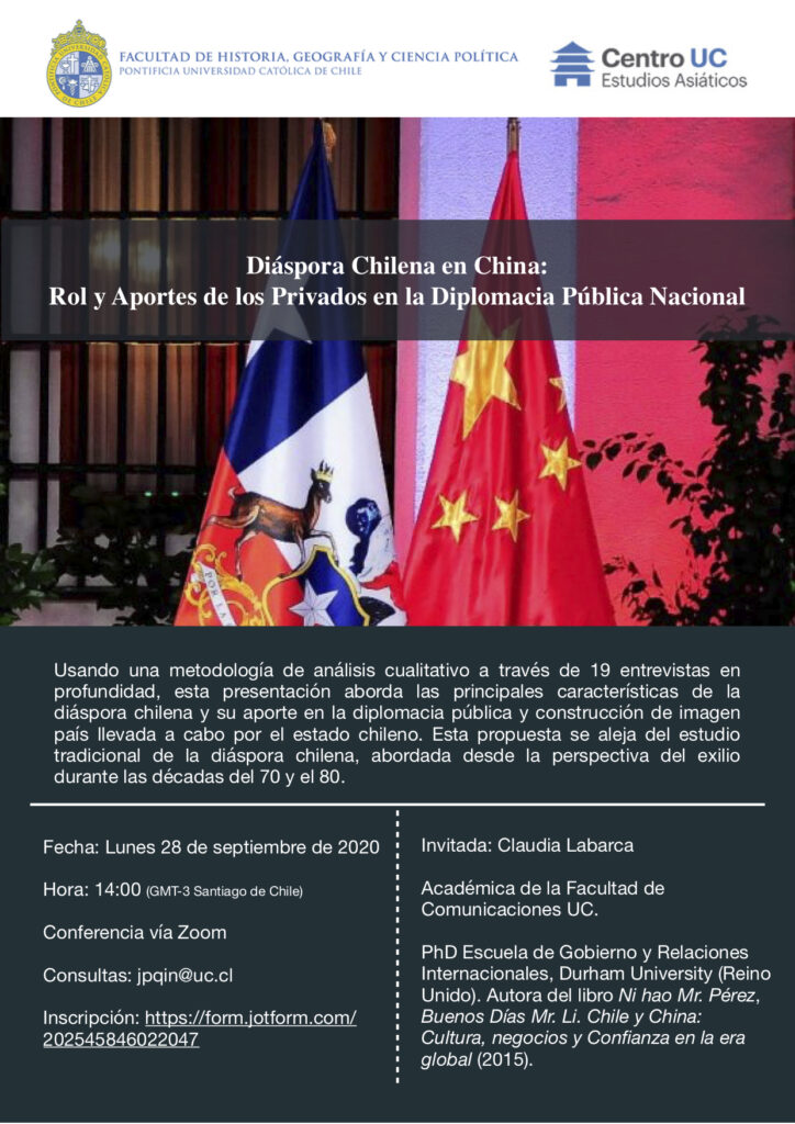 Seminario de Investigación: Diáspora Chilena en China: Rol y Aportes de los Privados en la Diplomacia Pública Nacional