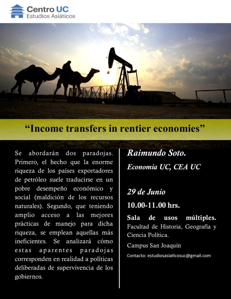 Invitación charla: Income Tranfers in Rentier Economies